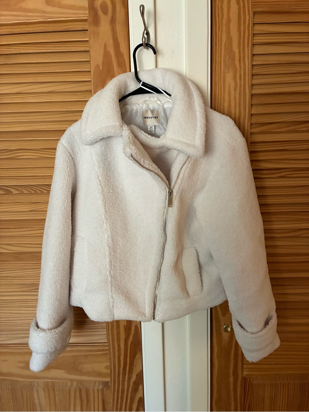 Women’s industry White Sherpa pea coat Zip-Up Jacket size small